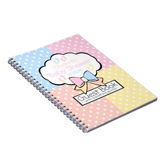 カラフルな水玉模様のベビーシャワーの来客名簿 ノートブック (右側)