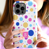 カラフルな水玉模様のモノグラム Case-Mate iPhoneケース