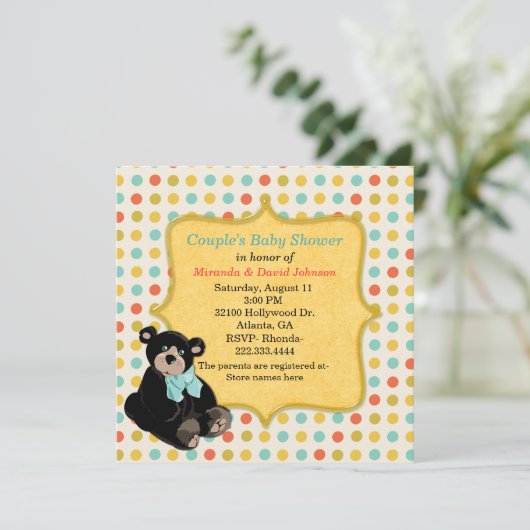 カラフルな水玉模様の中立ベビーシャワーの招待状 招待状 (スタンド正面)