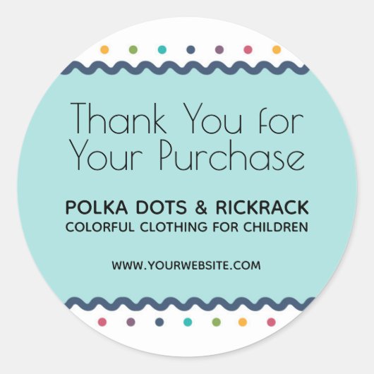 カラフルな水玉模様の感謝ステッカー - 購入ありがとうございます ラウンドシール (正面)
