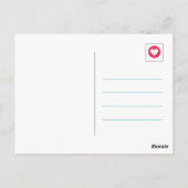 カラフルな水玉模様の猫の手が上がったハッピーバースデー ポストカード (裏面)