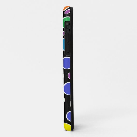 カラフルな水玉模様の黒いiPhoneの箱 Case-Mate iPhoneケース (裏面/左)