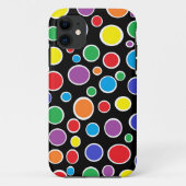 カラフルな水玉模様の黒いiPhoneの箱 Case-Mate iPhoneケース (裏面)