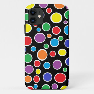 カラフルな水玉模様の黒いiPhoneの箱 iPhone 11 ケース
