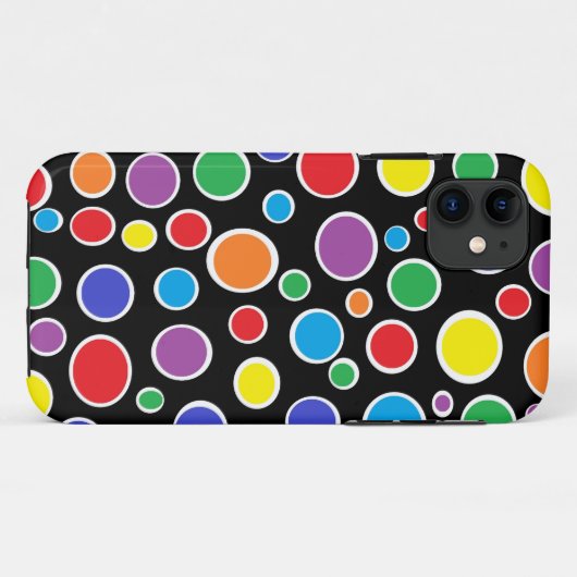 カラフルな水玉模様の黒いiPhoneの箱 Case-Mate iPhoneケース (裏面(横))