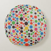 カラフルな水玉模様：可愛らしさと快適さのクッション ラウンドクッション (正面)