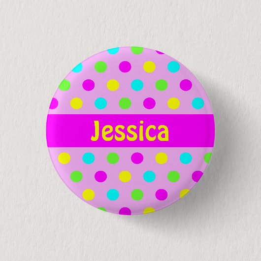 カラフルな水玉模様-子供の一流ボタン 缶バッジ (正面)