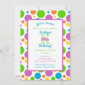 カラフルな水玉模様 | 誕生日パーティー 招待状 (正面)