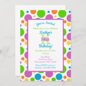 カラフルな水玉模様 | 誕生日パーティー 招待状 (正面/裏面)