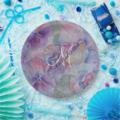 カラフルな沢山のパンジーのモノグラムのパーティー ペーパープレート (パーティー)