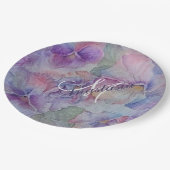 カラフルな沢山のパンジーのモノグラムのパーティー ペーパープレート (アングル)