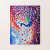 カラフルな油絵の中の秋の嵐の中の抽象的な孔雀 ジグソーパズル (縦)