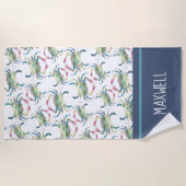 カラフルな沿岸の青いカニ ビーチタオル (正面)