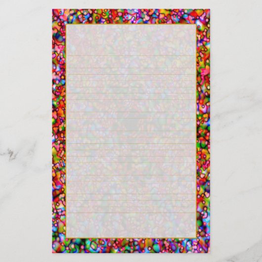 "カラフルな泡"罰金によって並べられる文房具 便箋 (正面)
