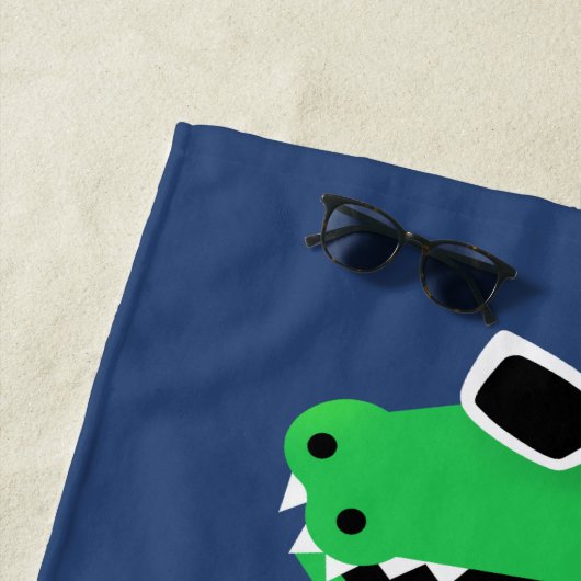 カラフルな波の乗馬のサーフィンのわに ビーチタオル (インサイチュ)