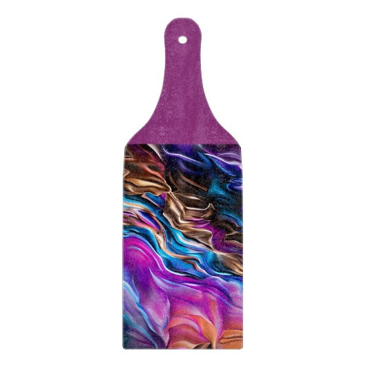 カラフルな波模様の紫 青 金 おしゃれなまな板 カッティングボード (正面)