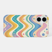 カラフルな波状のジグザグ模様 iPhone 16ケース (裏面横)