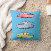 カラフルな泳ぐ幸せな魚 クッション (ブランケット)