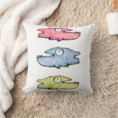 カラフルな泳ぐ幸せな魚 クッション (ブランケット)
