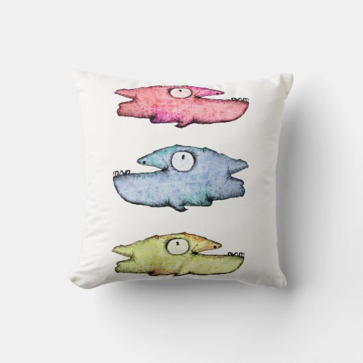 カラフルな泳ぐ幸せな魚 クッション (正面)