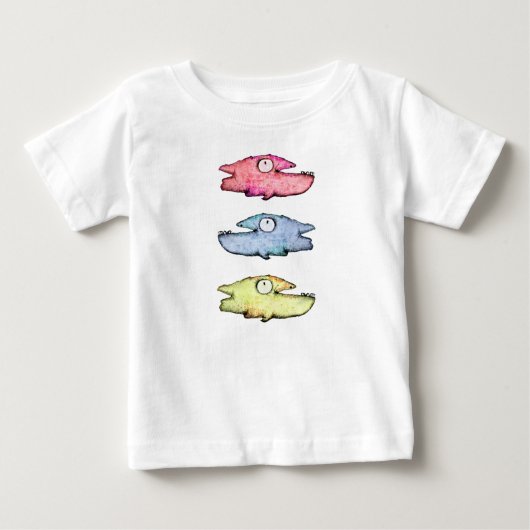 カラフルな泳ぐ幸せな魚 ベビーTシャツ (正面)