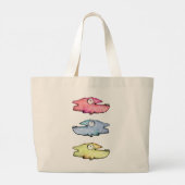 カラフルな泳ぐ幸せな魚 ラージトートバッグ (裏面)