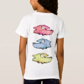 カラフルな泳ぐ幸せな魚 Tシャツ (裏面)