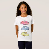 カラフルな泳ぐ幸せな魚 Tシャツ (正面フル)