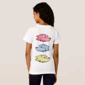 カラフルな泳ぐ幸せな魚 Tシャツ (裏面フル)