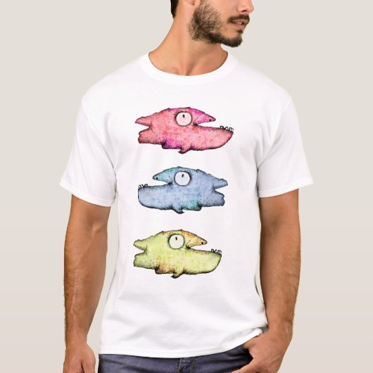カラフルな泳ぐ幸せな魚 Tシャツ (正面)