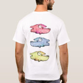 カラフルな泳ぐ幸せな魚 Tシャツ (裏面)