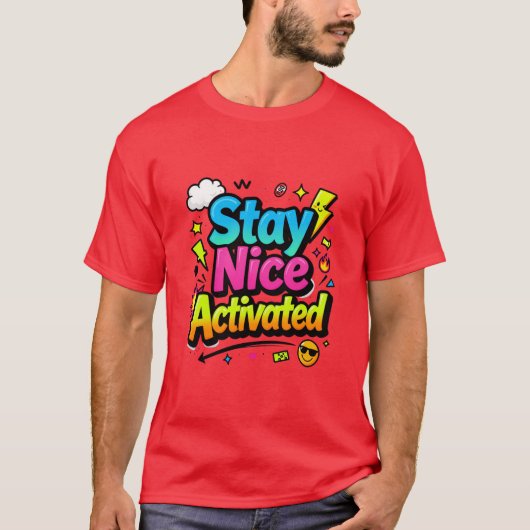 カラフルな活版印刷デザインでポジティブな毎日を Tシャツ (正面)