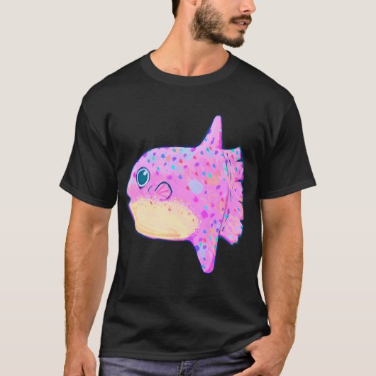 カラフルな海のマンボウ - デジタルイラスト Tシャツ (正面)