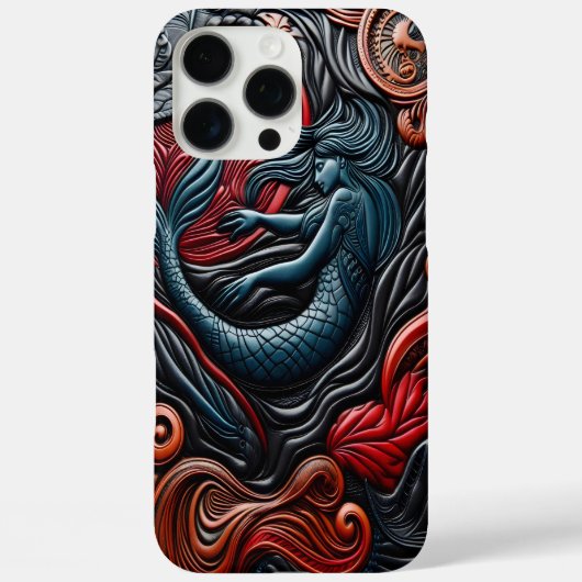 カラフルな海のレリーフアートで泳ぐ人魚 Case-Mate iPhoneケース (裏面)