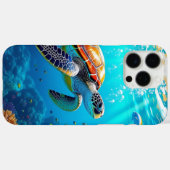 カラフルな海の中のウミガメ 誕生日 Case-Mate iPhoneケース (裏面 (横))