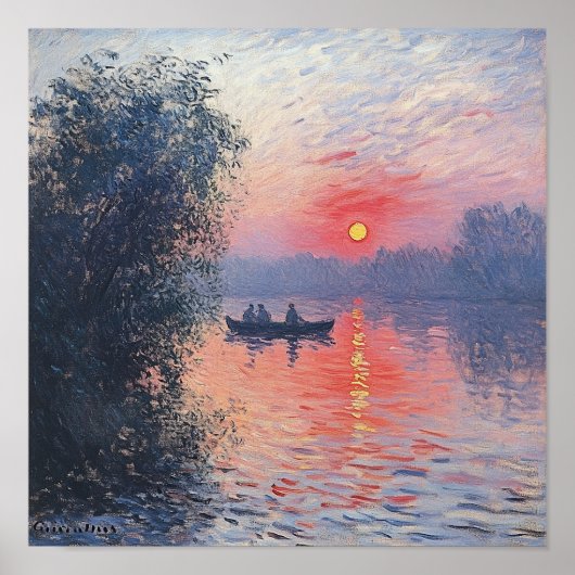 カラフルな海の夕焼けの壁のアート寝室の装飾 ポスター (正面)