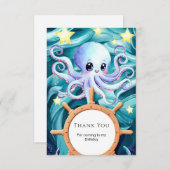 カラフルな海洋のタコの誕生日 サンキューカード (正面/裏面)