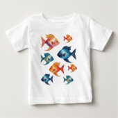 カラフルな海洋生物と魚 ベビーTシャツ (正面)