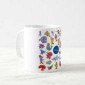 カラフルな海洋生物のキャラクター コーヒーマグカップ (正面左)