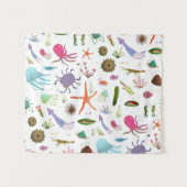 カラフルな海洋生物 タペストリー (正面(横))