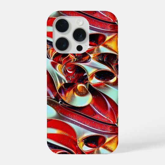 カラフルな液体の波 幾何学的抽象パターン 2 iPhoneケース (裏面)