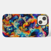 カラフルな液体インクの抽象画 iPhoneケース (裏面横)
