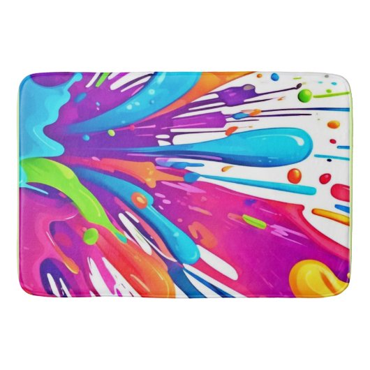 カラフルな液体ペイントのスプラッシュ バスマット (正面)