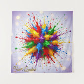 カラフルな液体ペイントの爆発的アブストラクトアート タペストリー (正面)