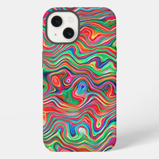 カラフルな液状抽象画 コントラスト柄 iPhoneケース (裏面)