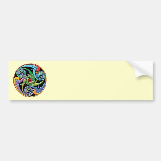 カラフルな渦巻の美しいケルト族の曼荼羅 バンパーステッカー (正面)