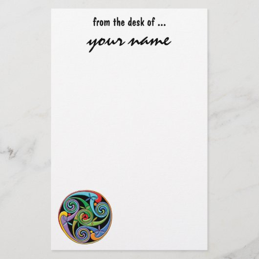 カラフルな渦巻の美しいケルト族の曼荼羅 便箋 (正面)