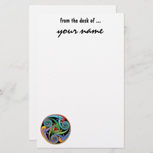 カラフルな渦巻の美しいケルト族の曼荼羅 便箋 (正面/裏面)