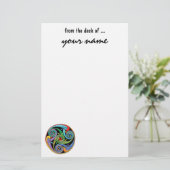 カラフルな渦巻の美しいケルト族の曼荼羅 便箋 (スタンド正面)