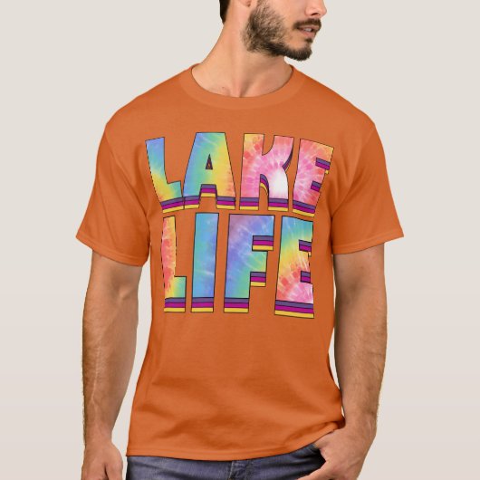 カラフルな湖の暮らし 70年代の友達 Tシャツ (正面)